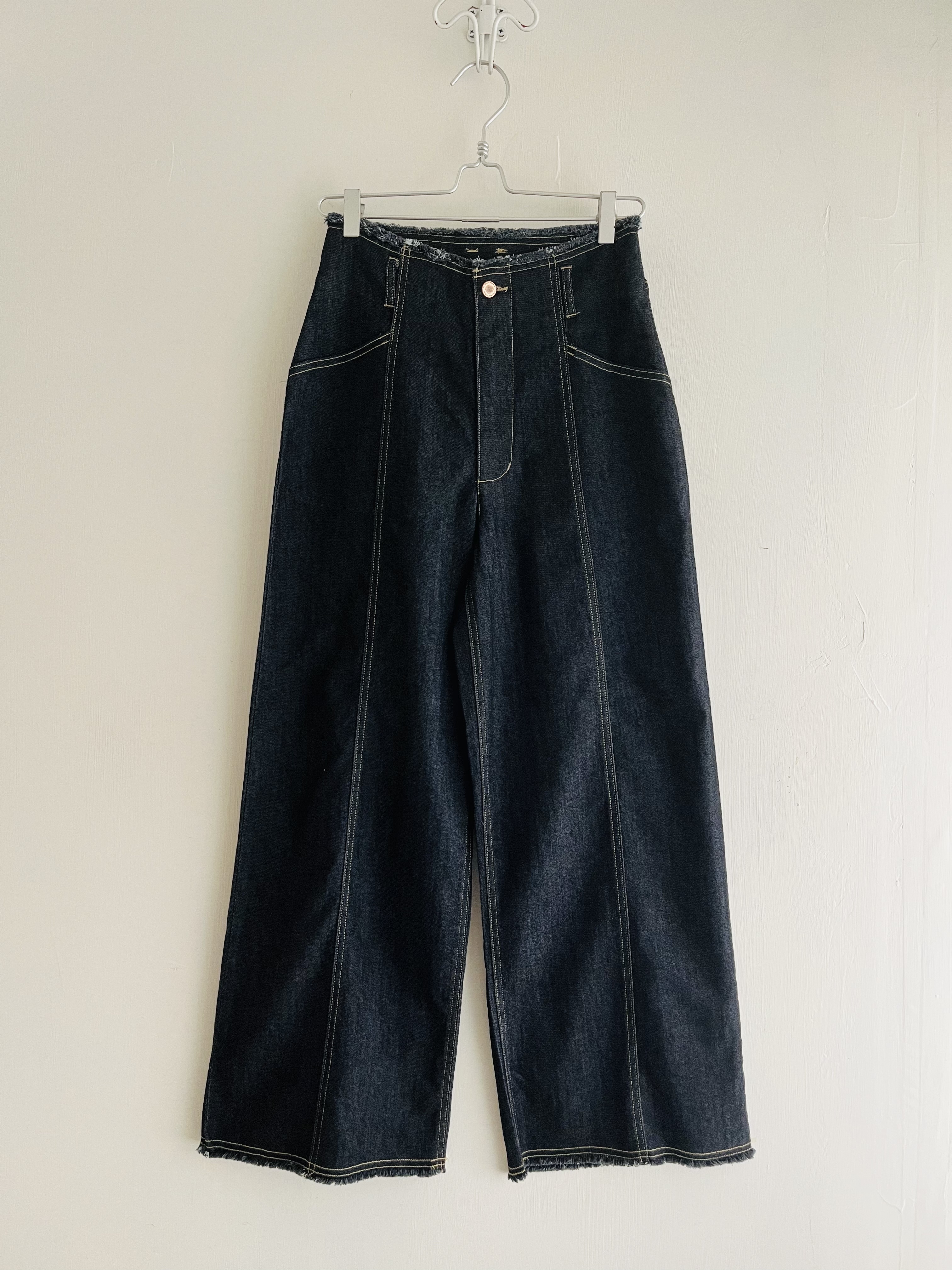 hunch黑色薄料牛仔直腳褲