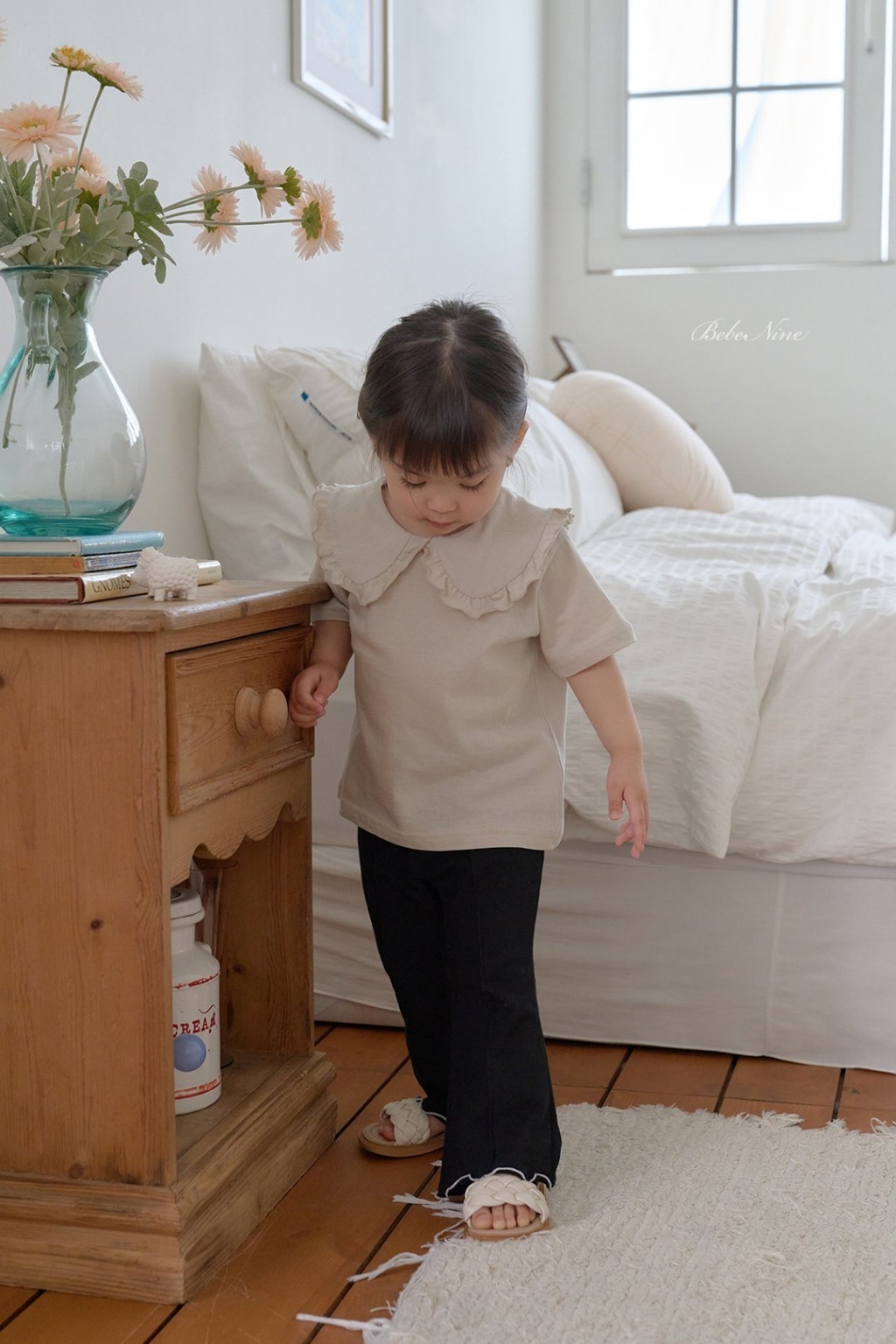 正韓夏bebenine 嫩嬰/小童三色純棉花邊上衣