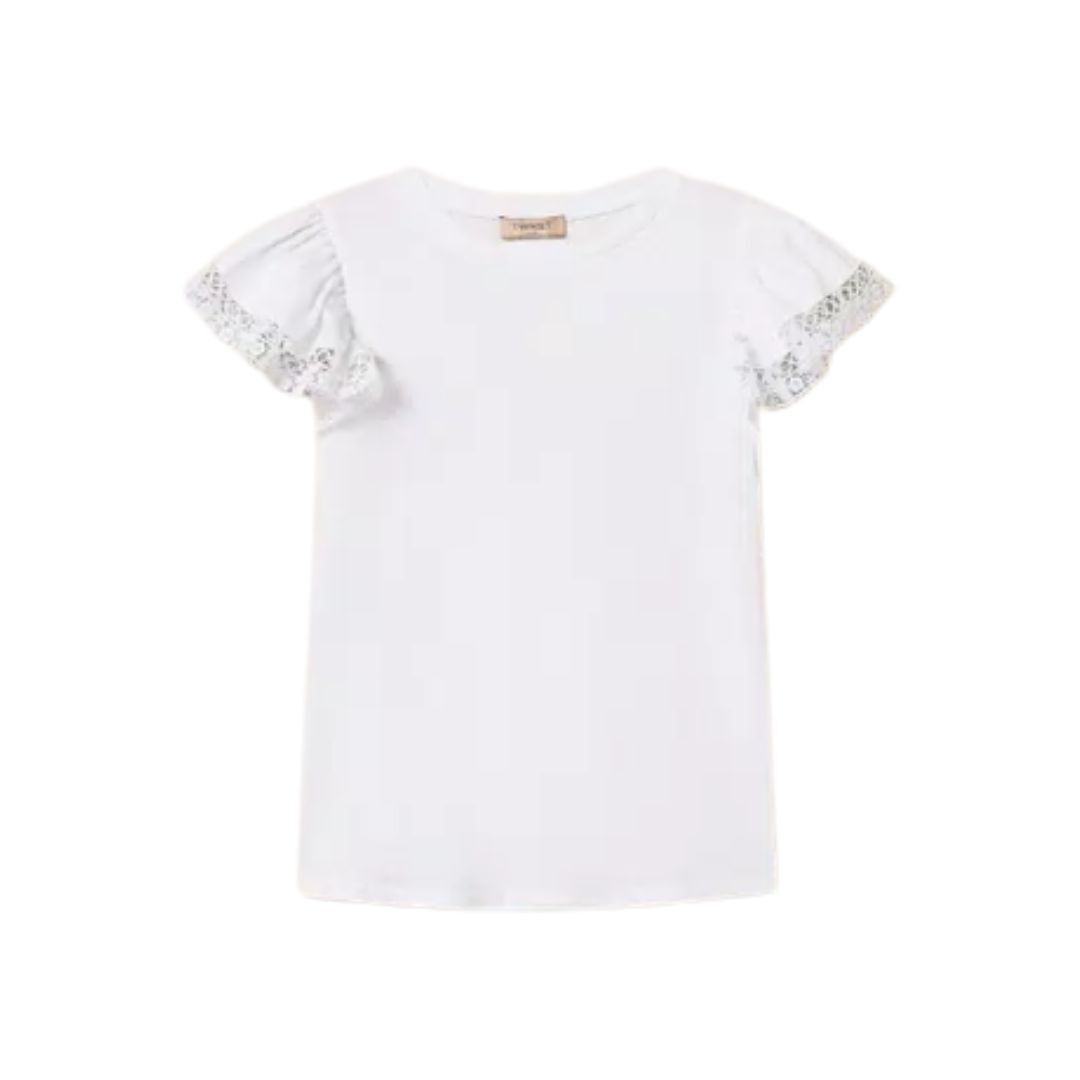 1TS0319-132 [TWINSET] Regular Fit T-Shirt With Lace White #261TT2064 (C-EU-E)