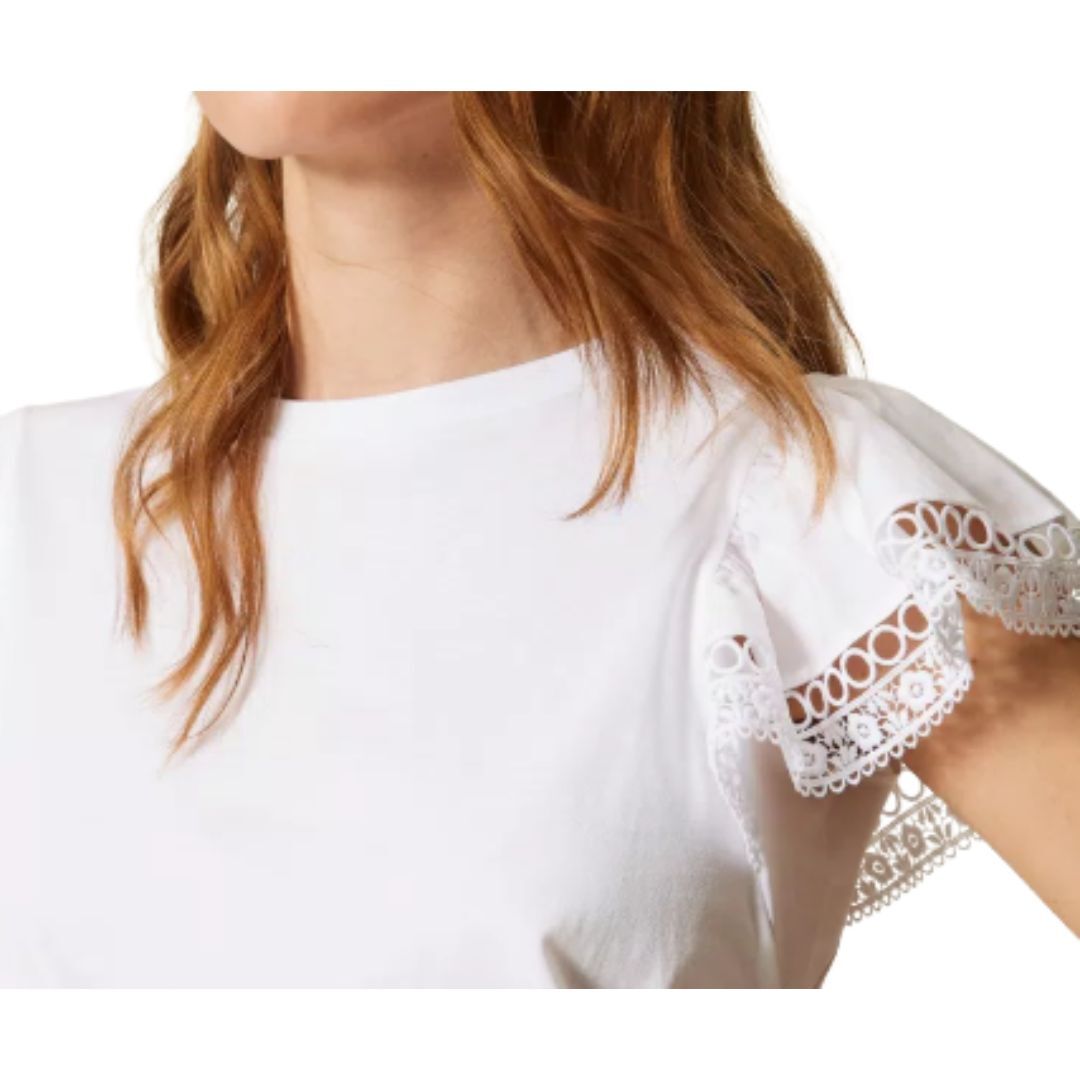 1TS0319-132 [TWINSET] Regular Fit T-Shirt With Lace White #261TT2064 (C-EU-E)
