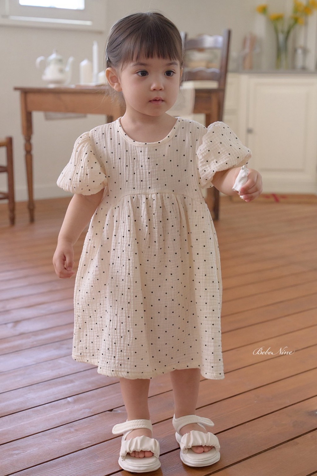 正韓夏bebenine 小童澎袖點點洋裝