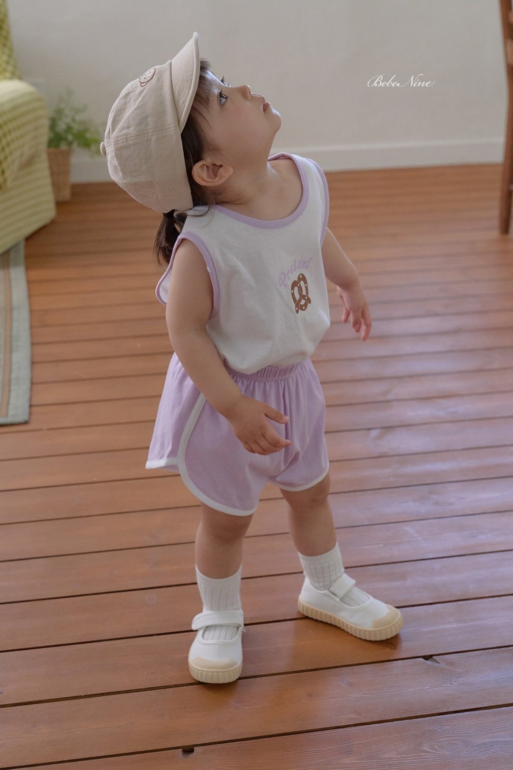 正韓夏bebenine 嫩嬰/小童兩色純棉蝴蝶餅背心套裝