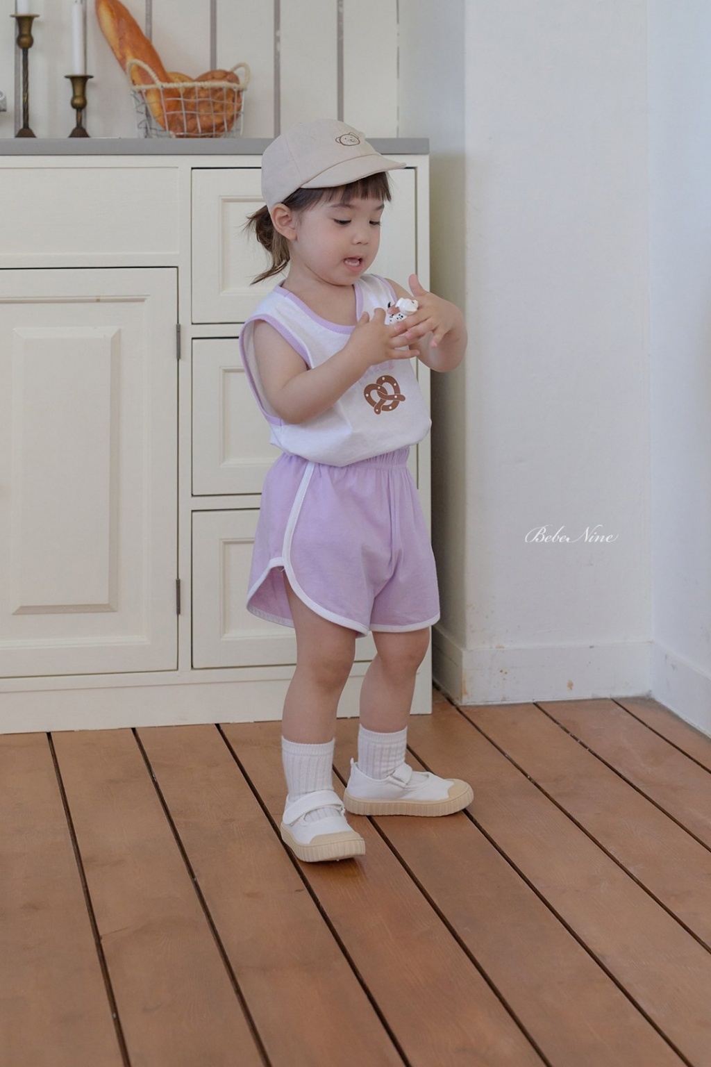 正韓夏bebenine 嫩嬰/小童兩色純棉蝴蝶餅背心套裝