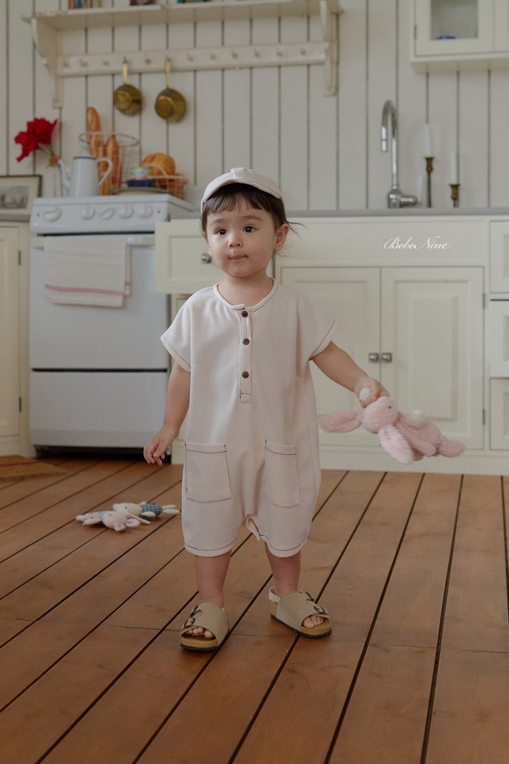 正韓夏bebenine 嫩嬰兩色車縫線連身衣