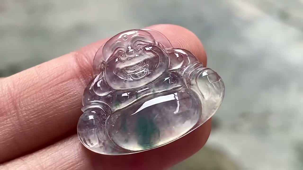 36448 翡翠玻璃鋼飄彩佛公