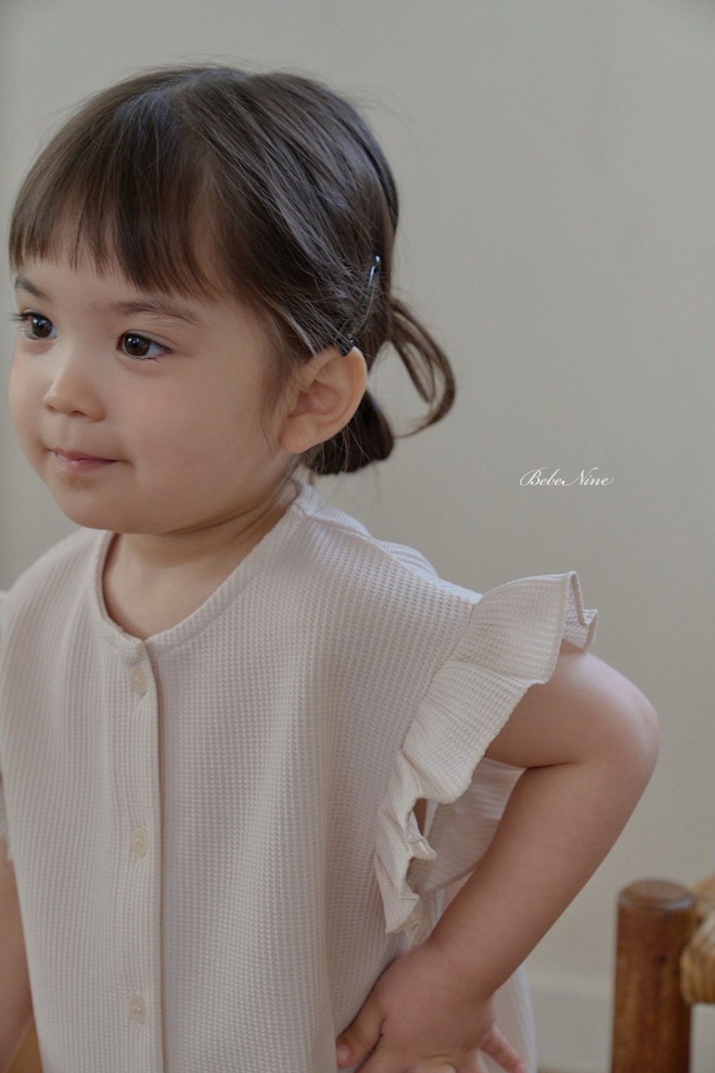 正韓夏bebenine 小童兩色鬆餅格大飛袖套裝