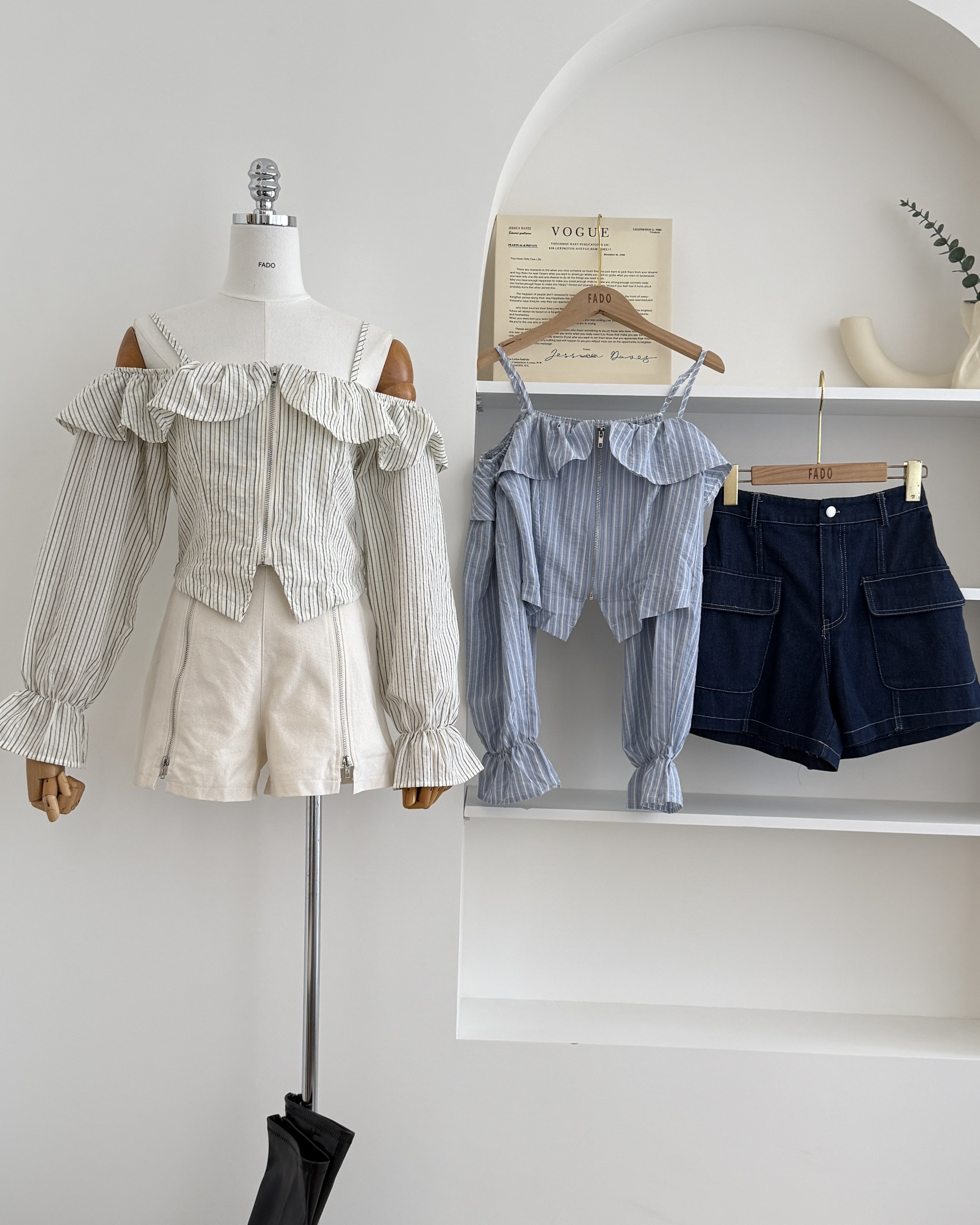 法朵Fado shop｜海鹽微甜💙一字領條紋上衣 2505001 兩色