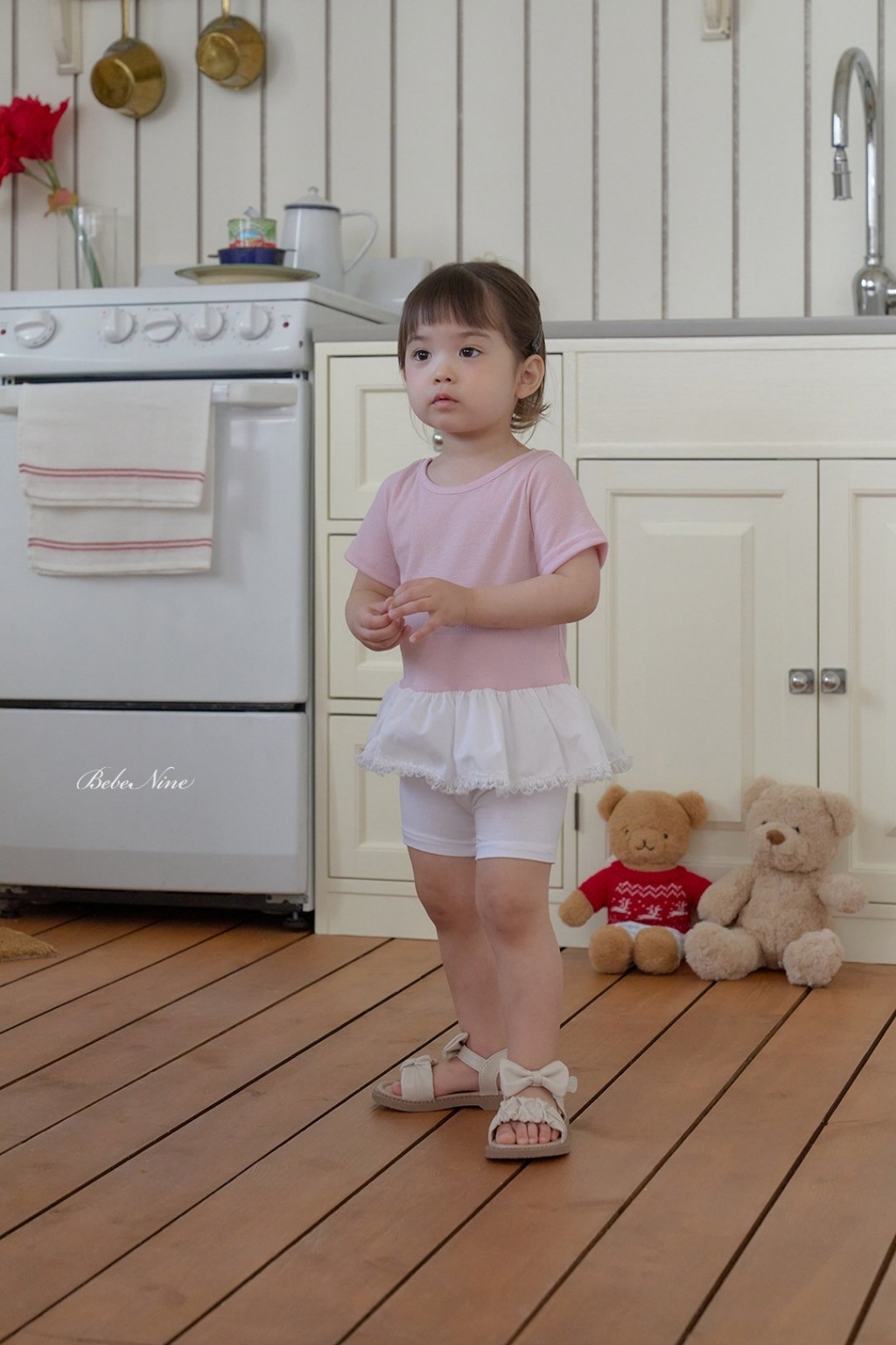 正韓夏bebenine 嫩嬰/小童三色甜美飛袖上衣