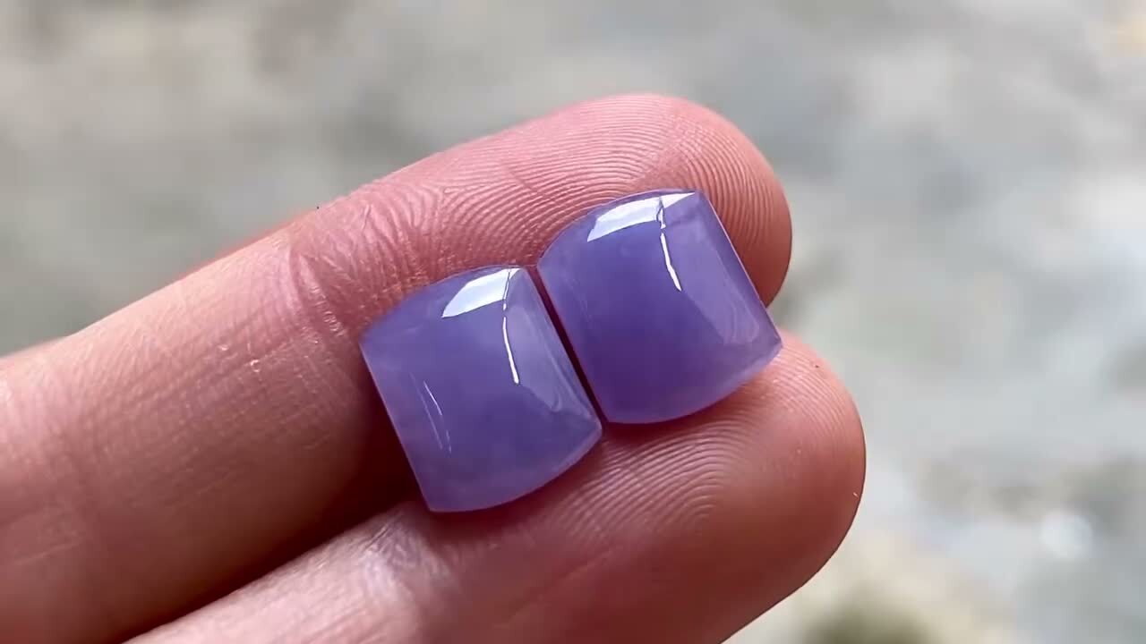 翡翠紫羅蘭馬鞍一對,天然翡翠A玉, 緬甸玉, Jade, Jadeite