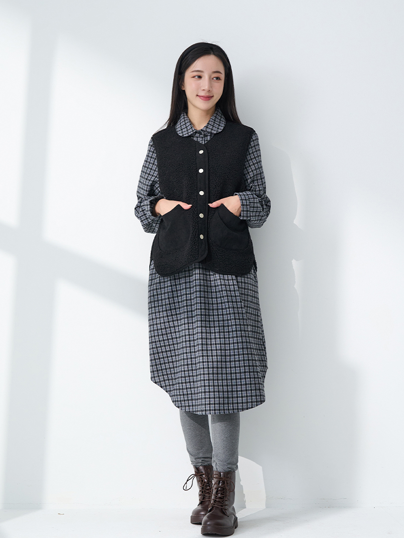 溫暖搖粒絨條絨貓咪口袋背心