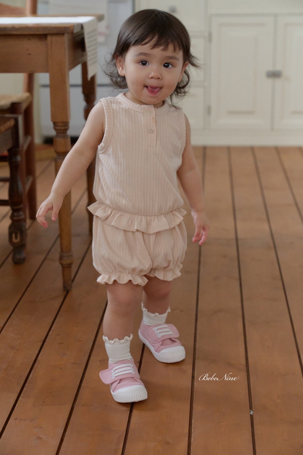 正韓夏bebenine 嫩嬰三色雙鈕釦背心短褲套裝