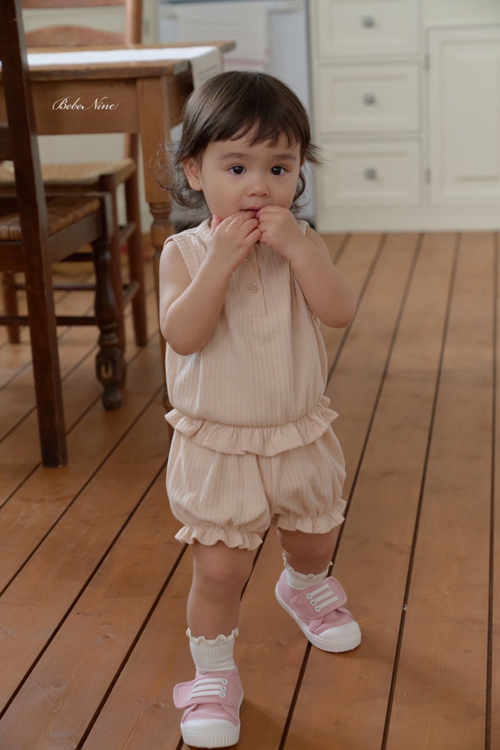 正韓夏bebenine 嫩嬰三色雙鈕釦背心短褲套裝