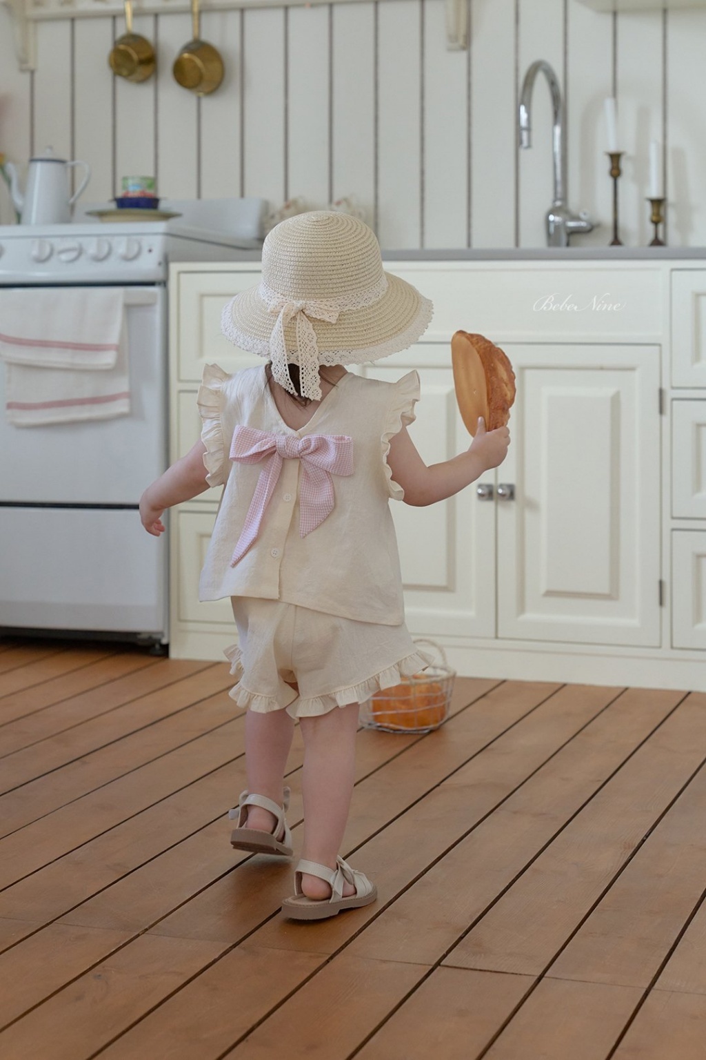 正韓夏bebenine 小童背後蝴蝶結飛袖套裝