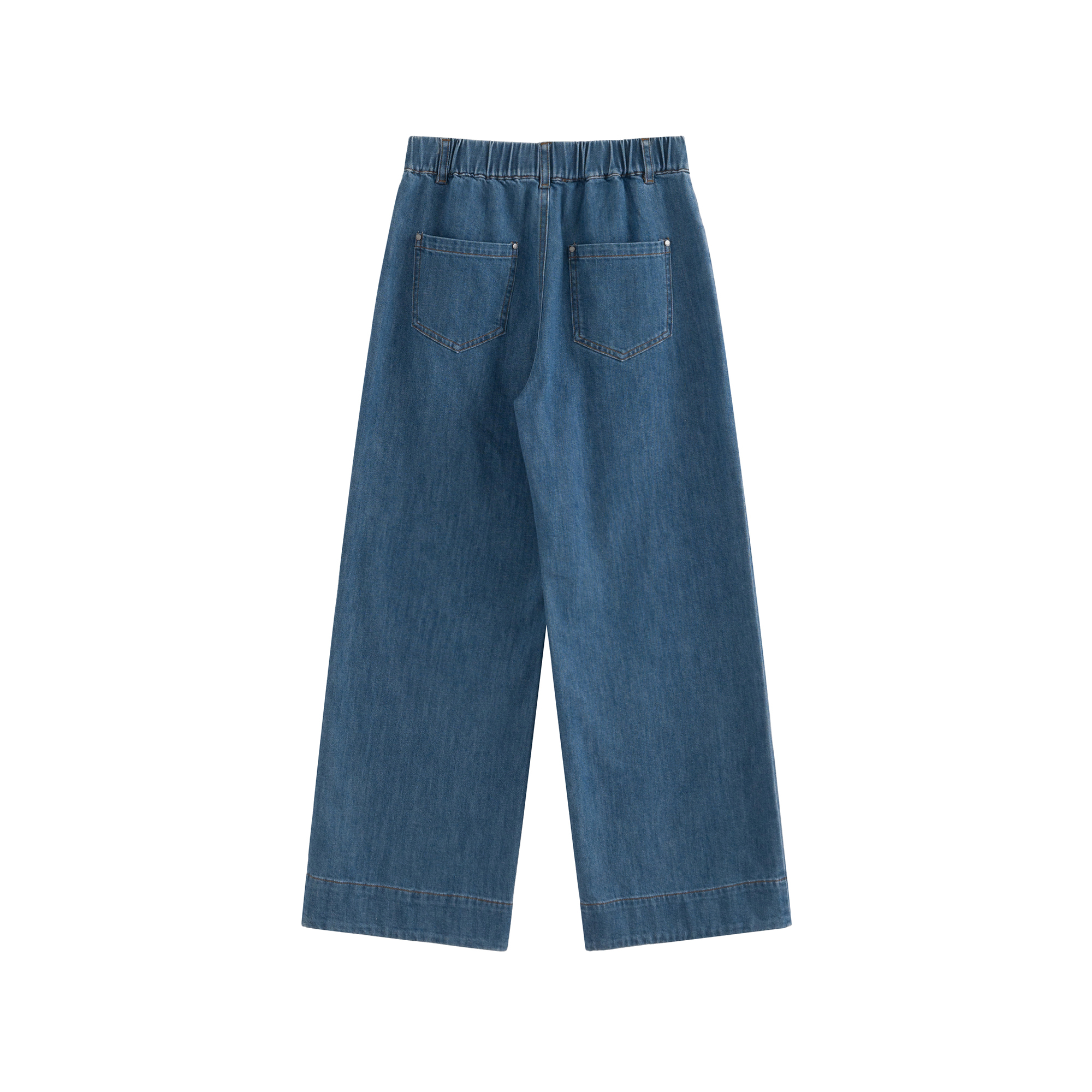 mi-tu刺繡牛仔闊腿褲