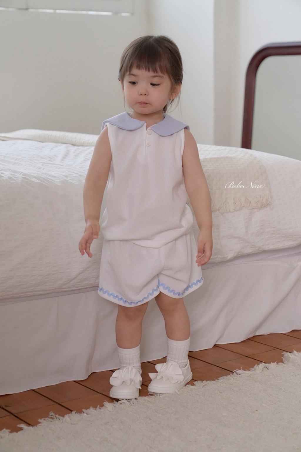 正韓夏bebenine 嫩嬰/小童兩色學院感清新波紋套裝