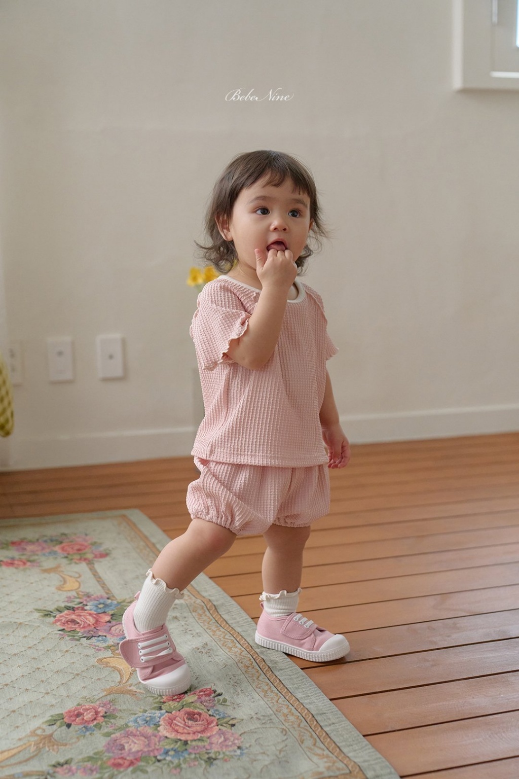 正韓夏bebenine 嫩嬰/小童三色捲邊華夫格套裝