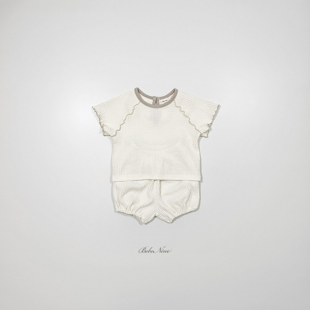 正韓夏bebenine 嫩嬰/小童三色捲邊華夫格套裝