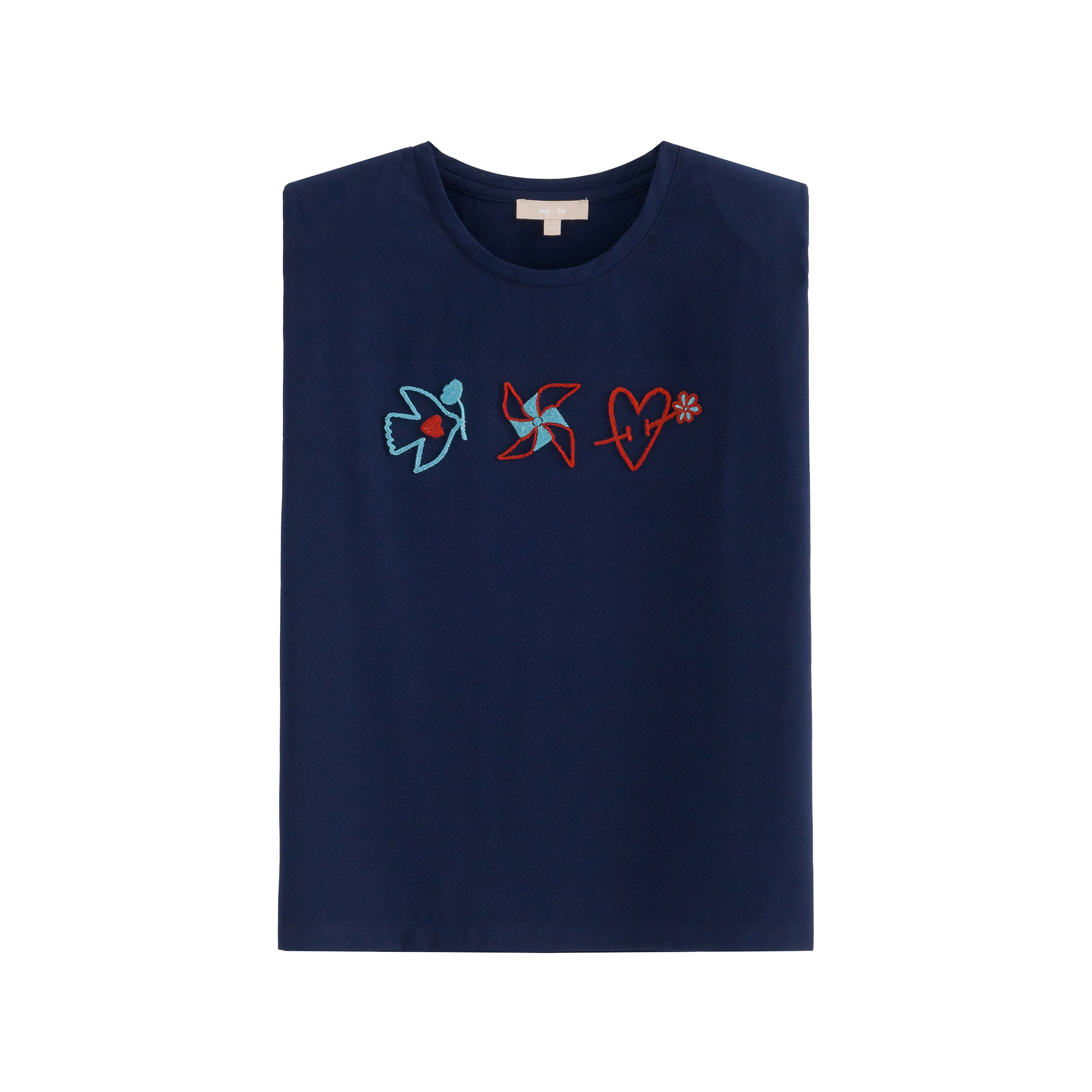 mi-tu刺繡印花背心