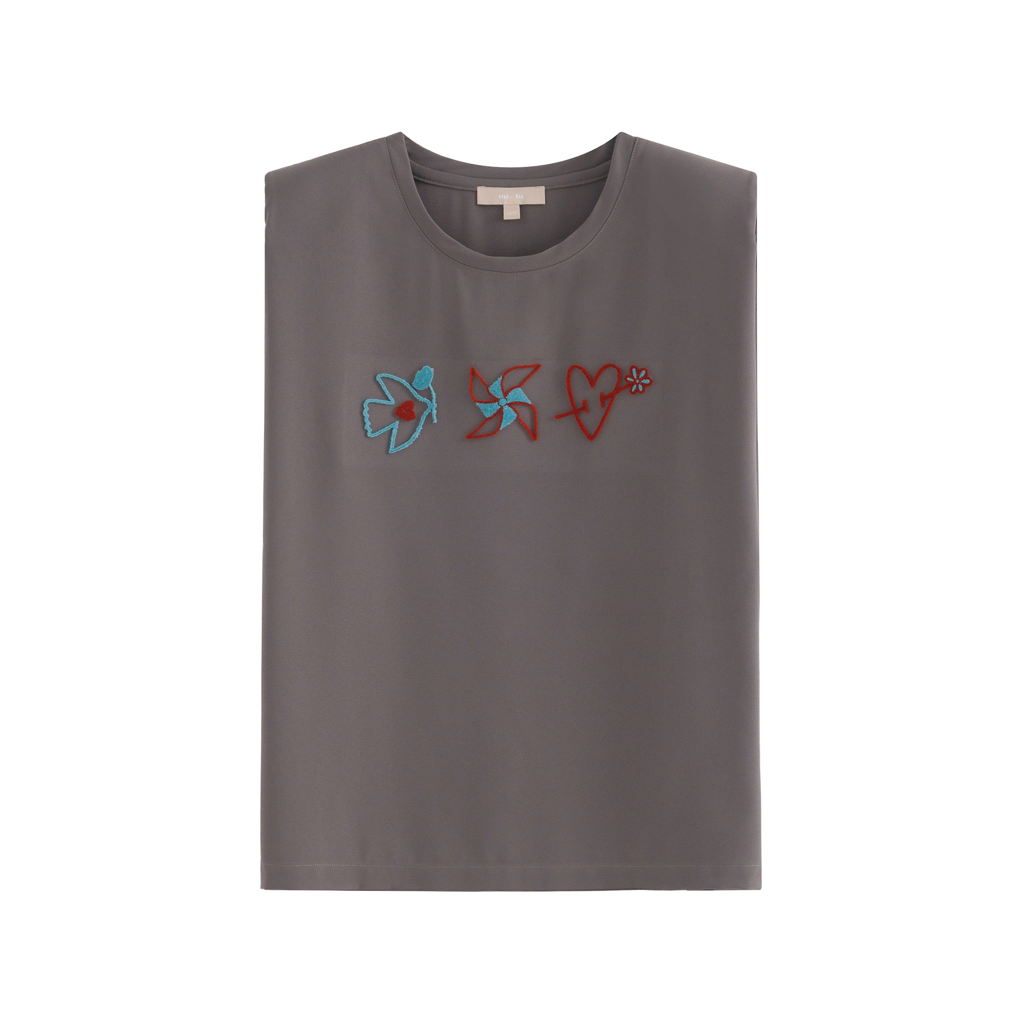 mi-tu刺繡印花背心