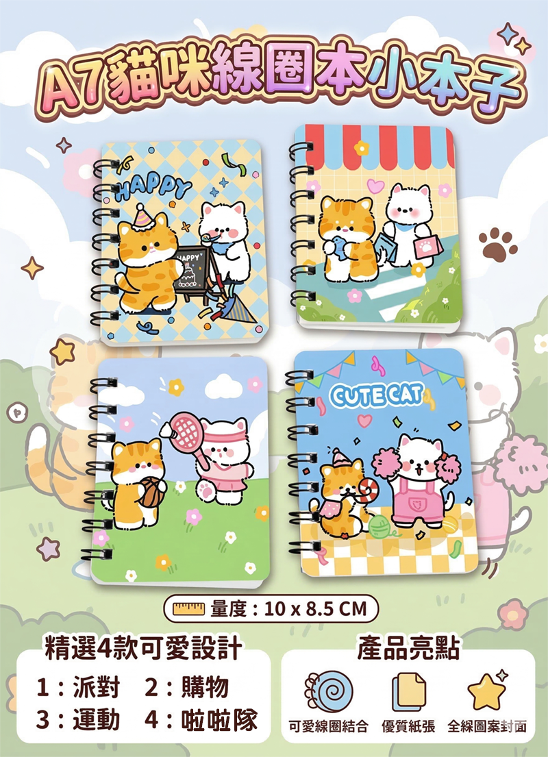 A7貓咪線圈本小本子 A3297