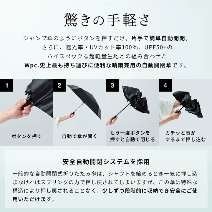 【直播】W.P.C LX031715 Go-koh 緊凑型自動開合防潑水遮光防UV縮骨遮