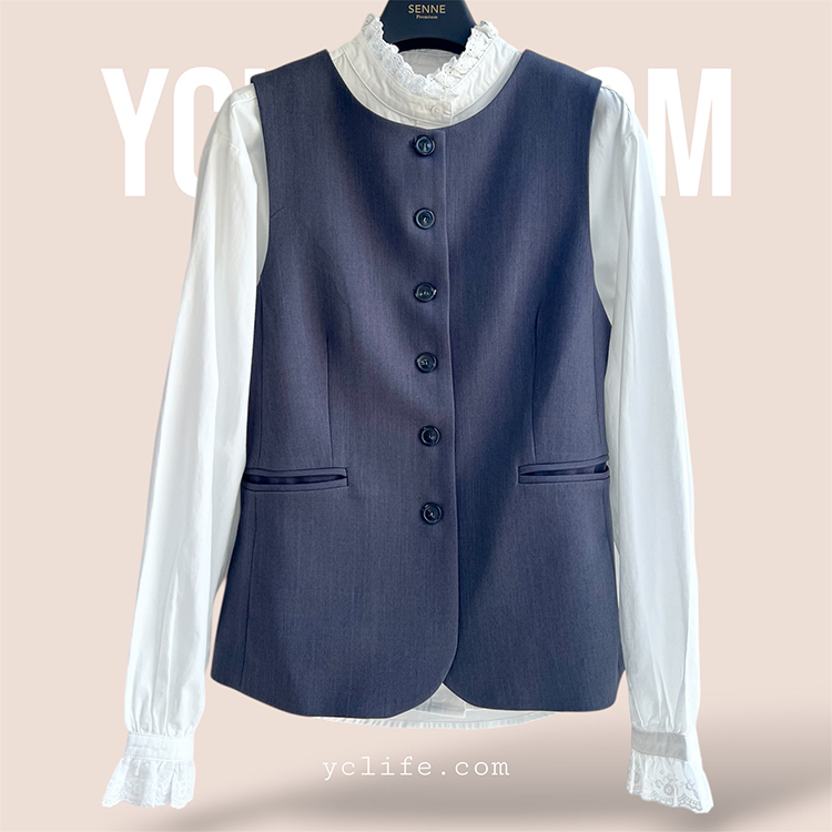 法式蕾絲立領棉質襯衫