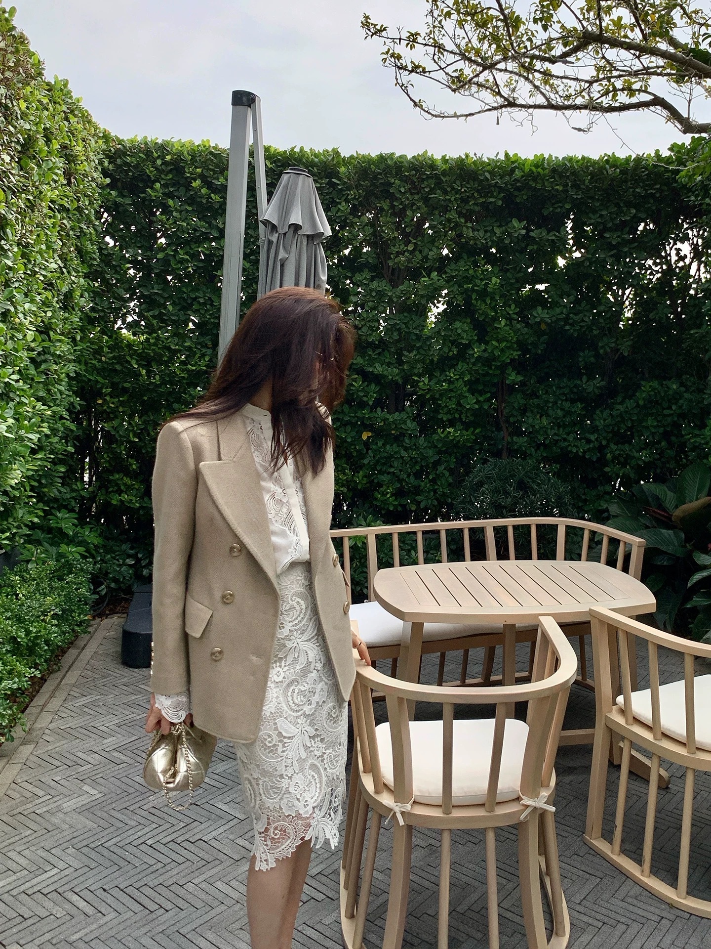 都會女子雙排釦V領挺版外套-S-XL (Elegant & Love)