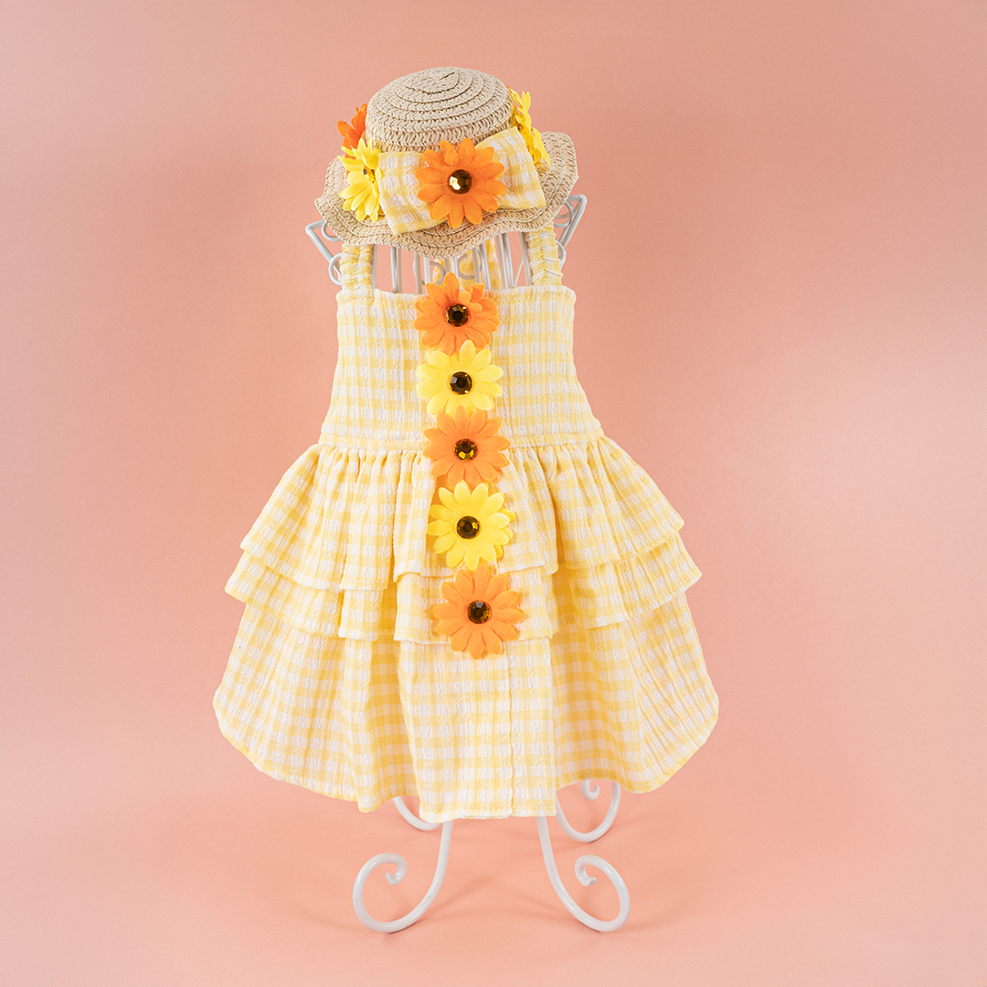 Yellow Layer Dress with hat