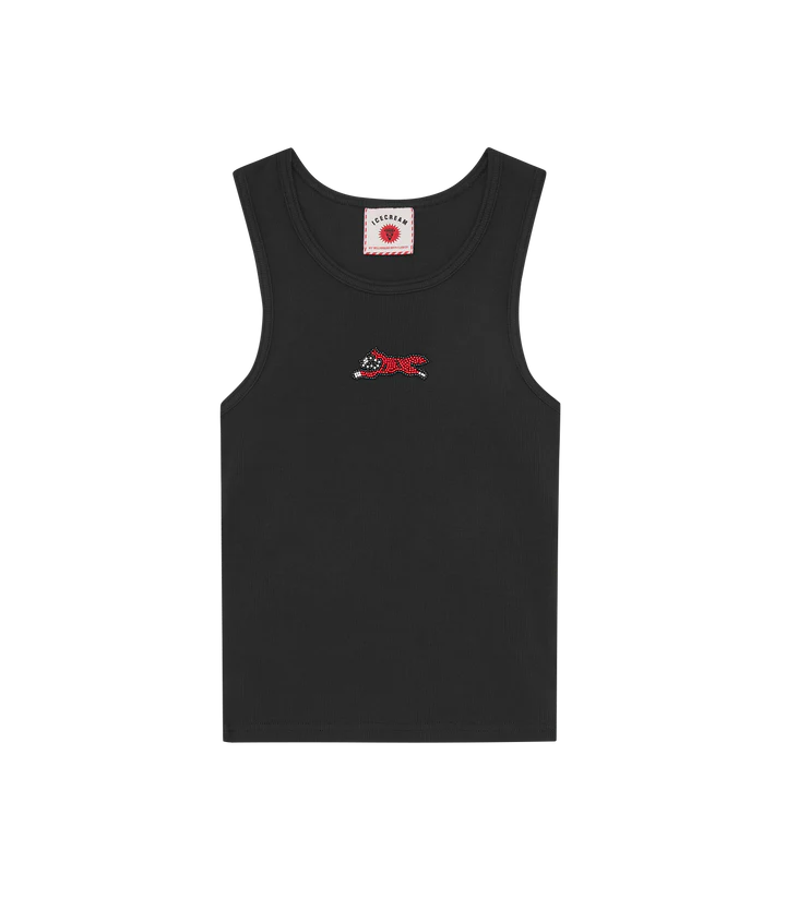 BEADED RUNNING DOG RIBBED VEST TOP (WOMENS)