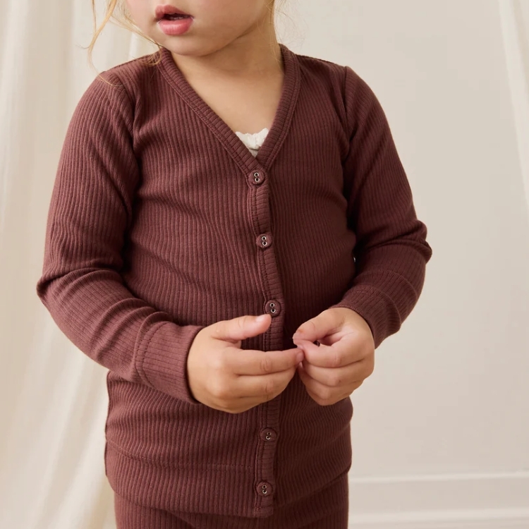 （預購）JAMIEKAY 莫代爾棉螺紋開衫 Organic Cotton Modal Cardigan - Burnt Cinnamon