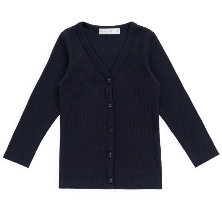 （預購）JAMIEKAY 莫代爾棉螺紋開衫 Organic Cotton Modal Cardigan - Eclipse