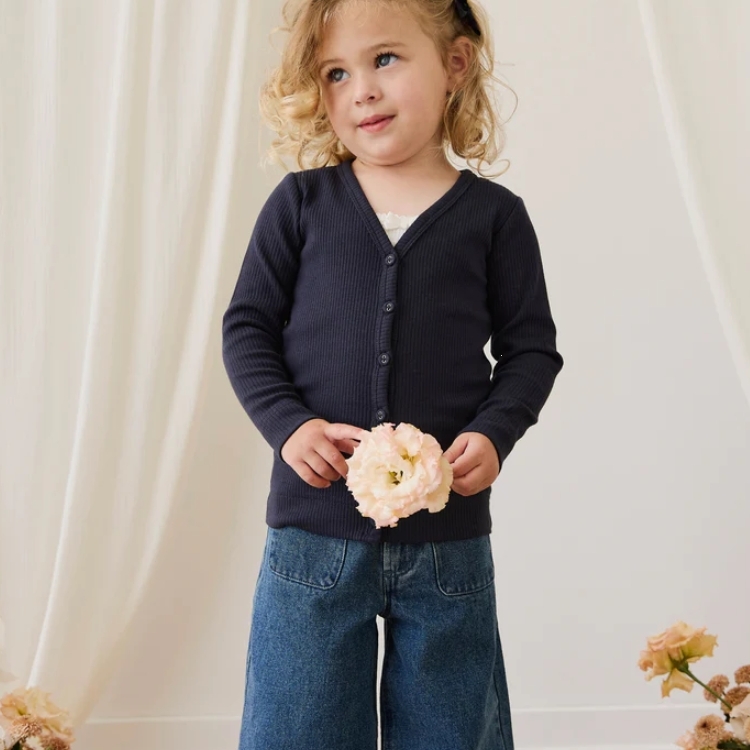 （預購）JAMIEKAY 莫代爾棉螺紋開衫 Organic Cotton Modal Cardigan - Eclipse