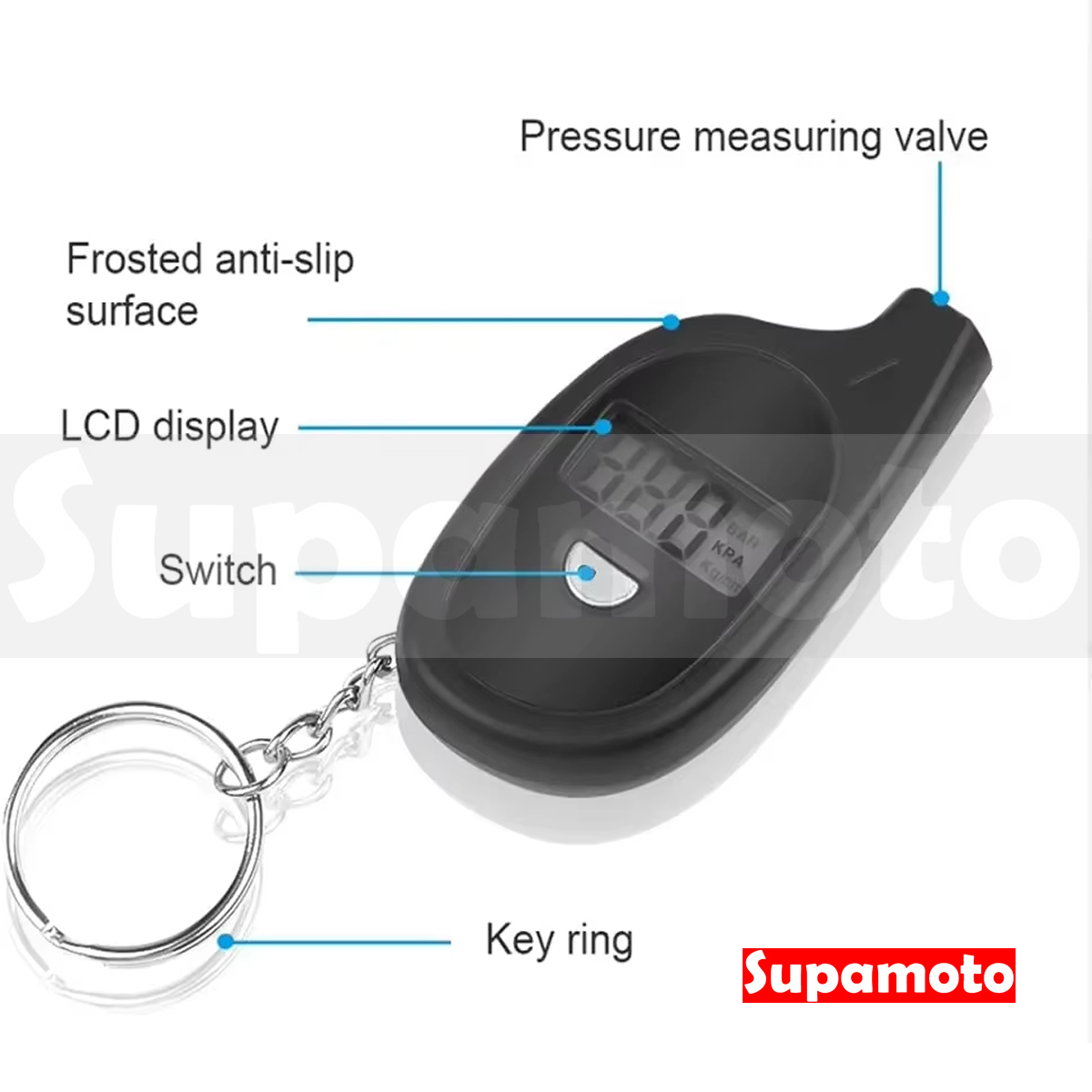 -Supamoto- 迷你 胎壓計 鑰匙圈 胎壓 偵測 電子 顯示 胎壓槍 氣壓 汽車 重機