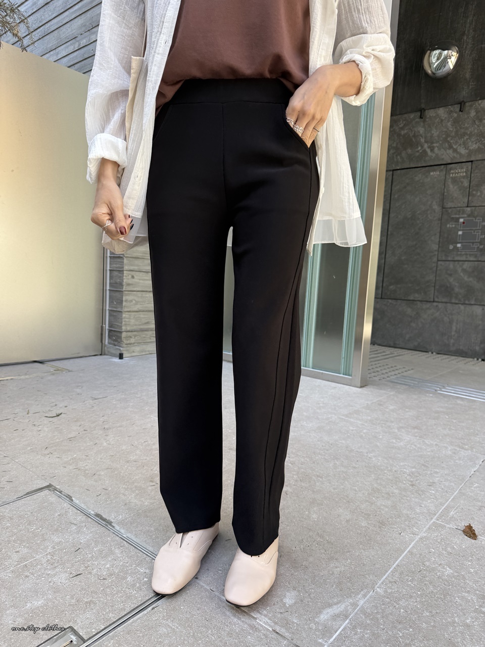 正韓顯瘦修片超彈性鬆緊休閒褲