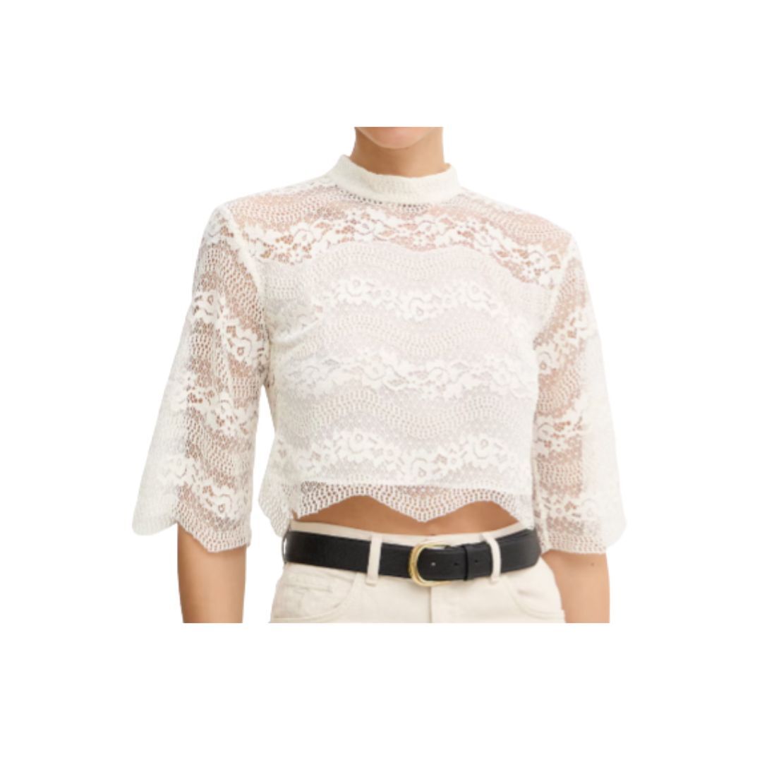 1TS0319-028 [TWINSET] Macramé Lace Blouse White #261TP2900 (C-EU-E)