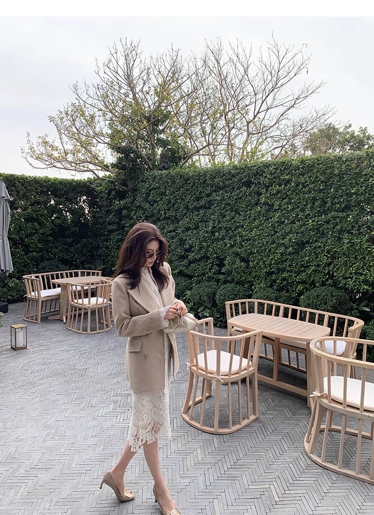 優雅女子緹花蕾絲修身鉛筆裙-S-XL (Elegant & Love)