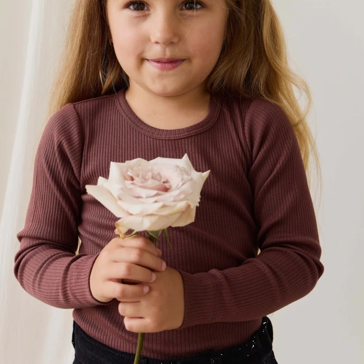 （預購）JAMIEKAY 莫代爾棉螺紋長袖上衣 Organic Cotton Modal Marina Long Sleeve Top - Burnt Cinnamon