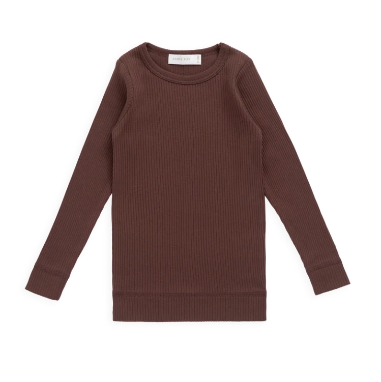 （預購）JAMIEKAY 莫代爾棉螺紋長袖上衣 Organic Cotton Modal Marina Long Sleeve Top - Burnt Cinnamon
