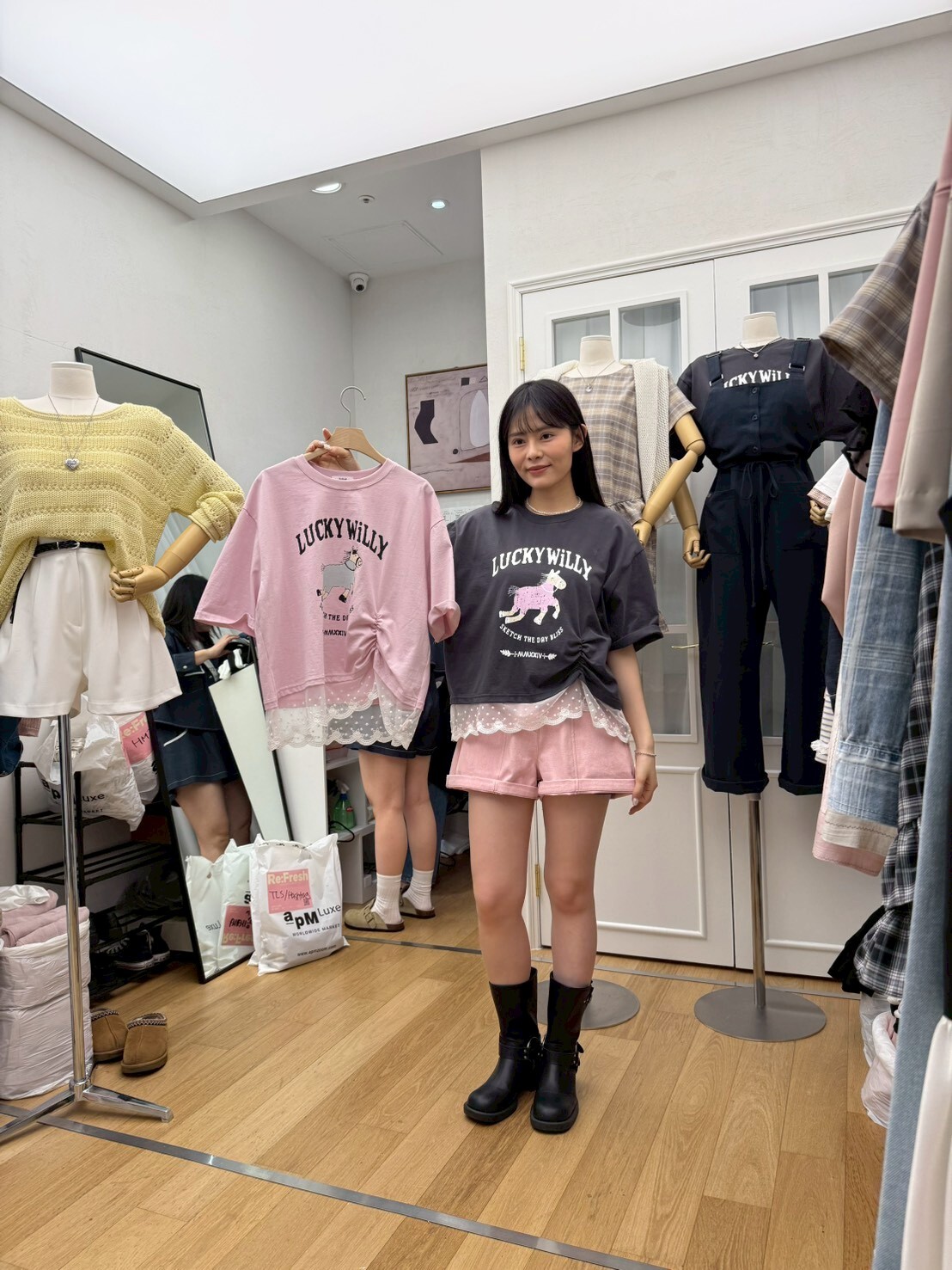 RF6015 小馬圖案蕾絲拼接Tee