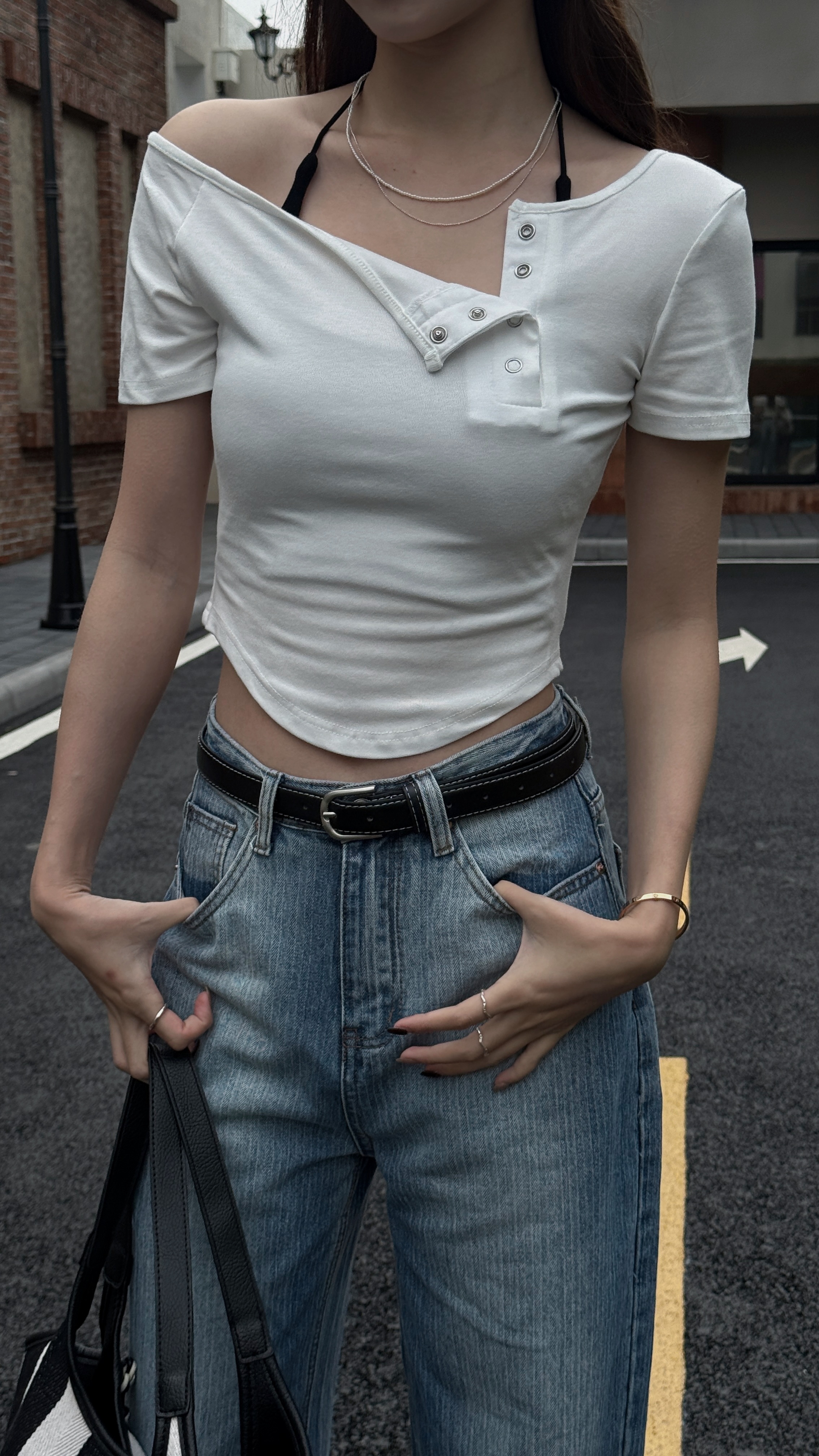 真兩件層次感繞脖上衣 ( 2 colors )