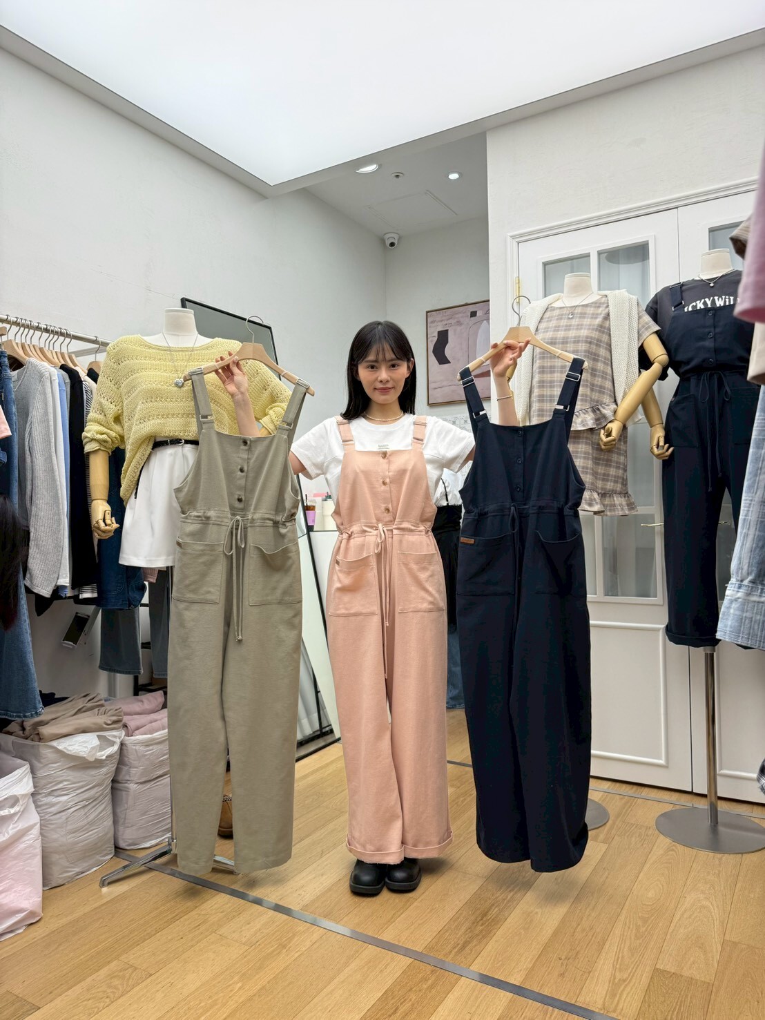 RF6006 抽繩收腰工裝背帶褲