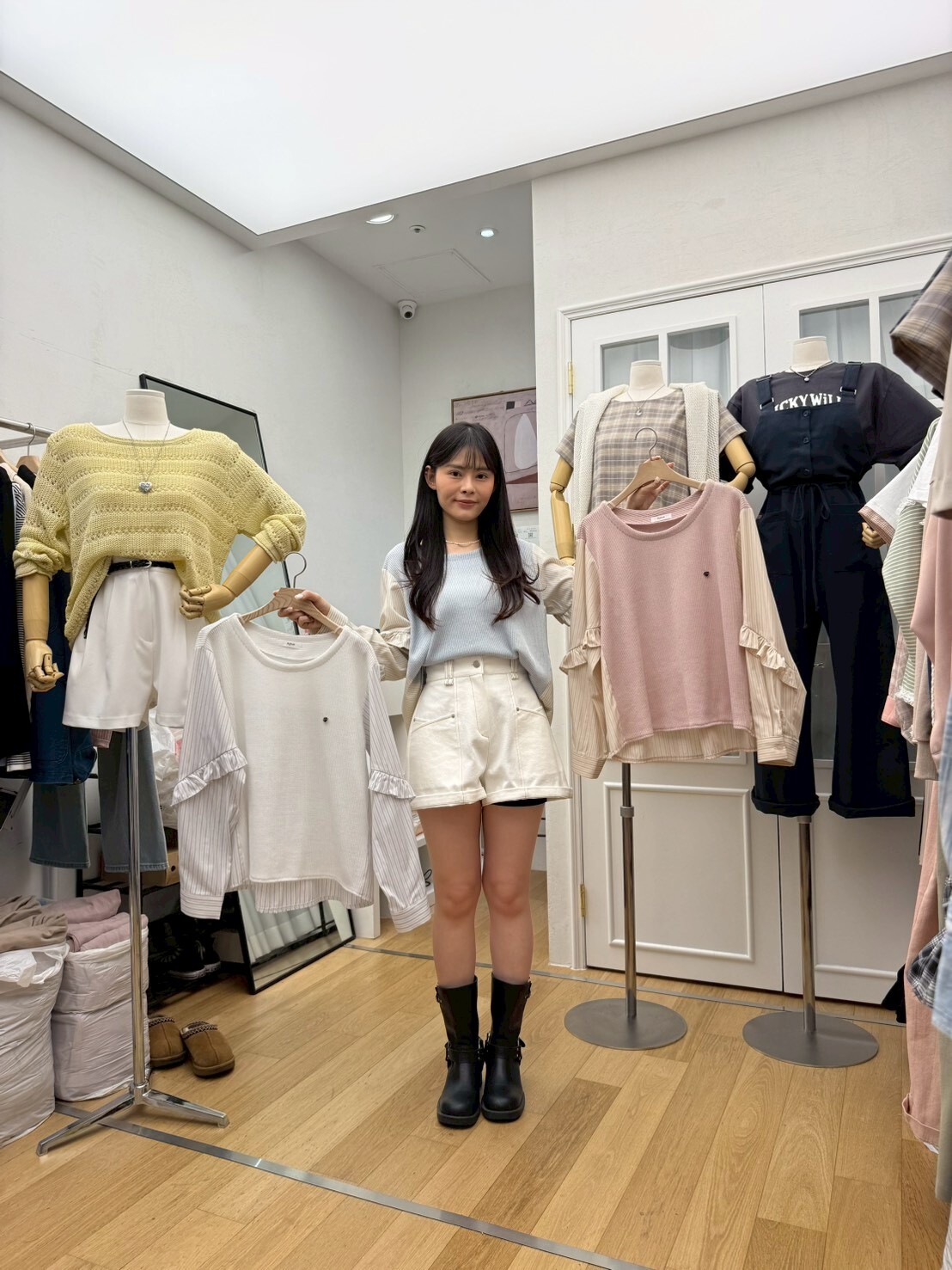 RF6011 寬鬆條紋拼摺花邊袖口上衣