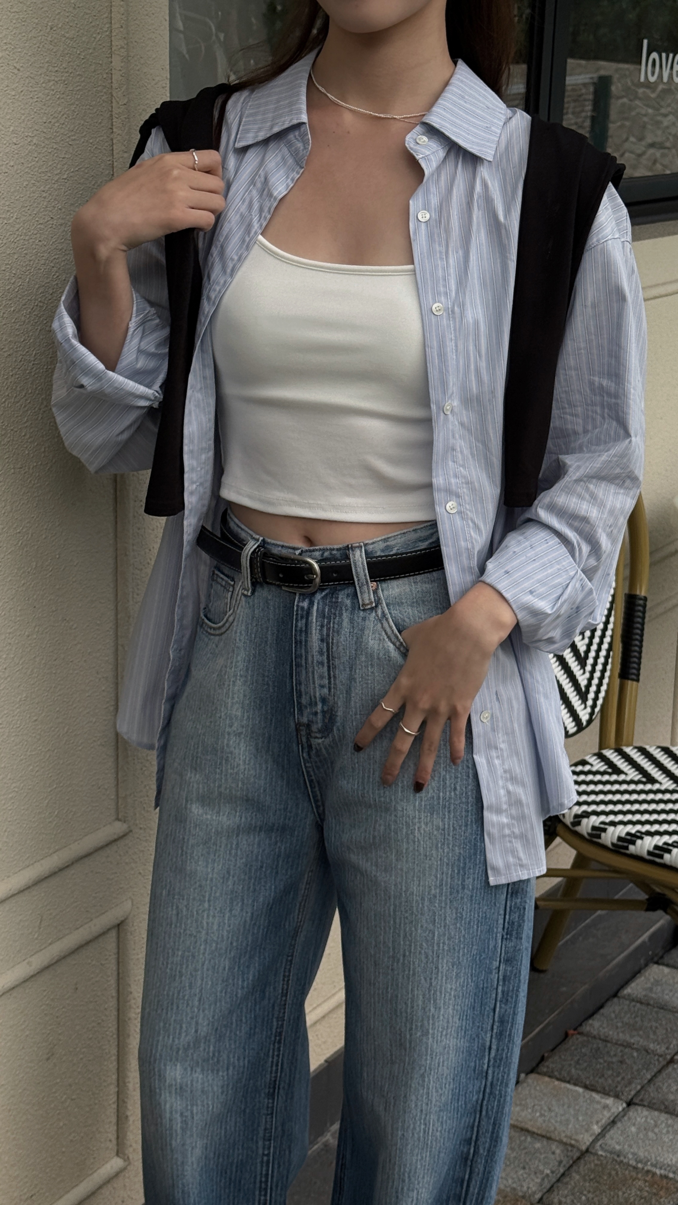 冰心藍條紋襯衫