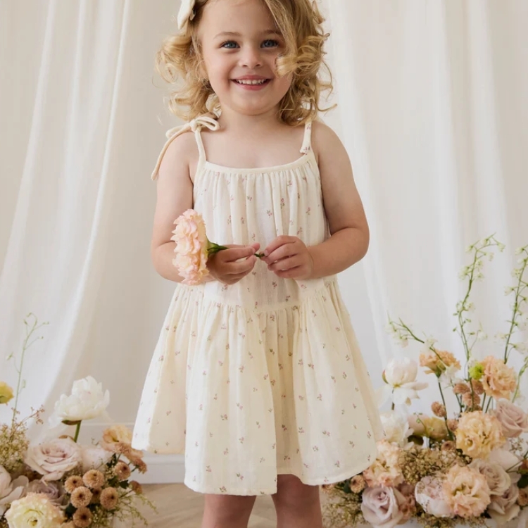 （預購）JAMIEKAY 玫瑰印花綁帶洋裝 Organic Cotton Muslin Winnie Dress - Willow Rose