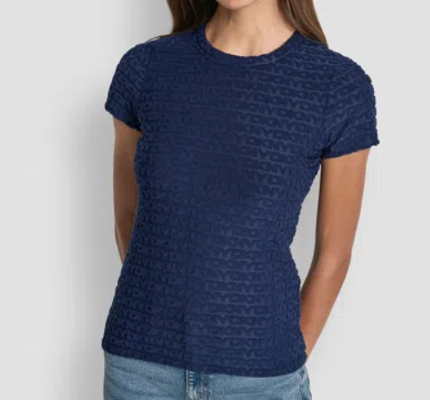 [S] DKNY PEACOT LOGO JACQUARD SHORT SLEEVE CREW NECK TEE, DJ5T1571-PCT (SD1798)