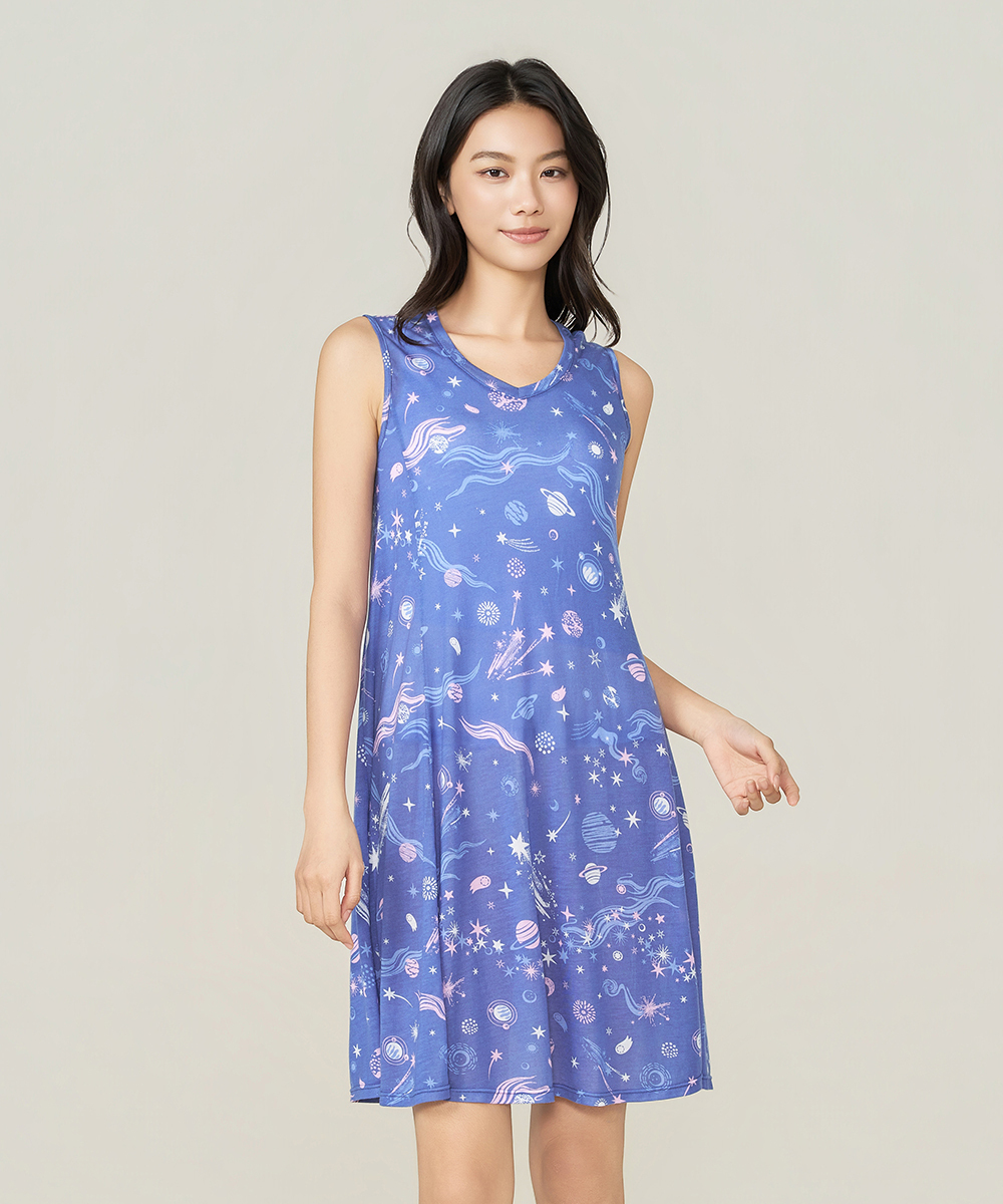 自由空間-天絲印花 細滑柔順女無袖洋裝 UE083026