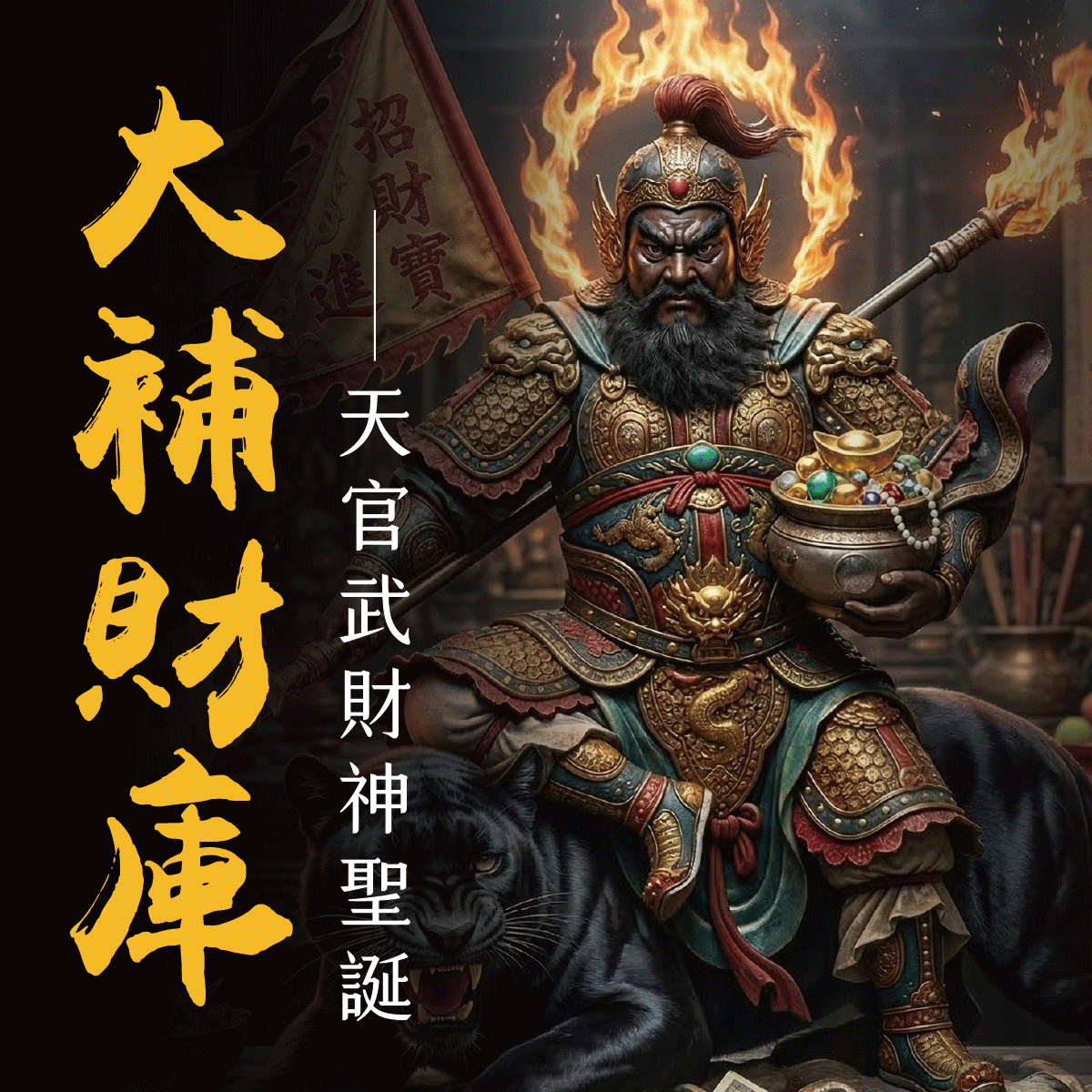 《天官武財神聖誕補財庫大法會-琉璃材質＝最穩定的聚財能量體！招財運財加倍好》贈聚財能量招財6件組 │ 天官武財神誕辰(國曆2026/5/1)暨補財庫大法會｜補財庫 │ 加持過爐｜代燒（名額有限，額滿為止）