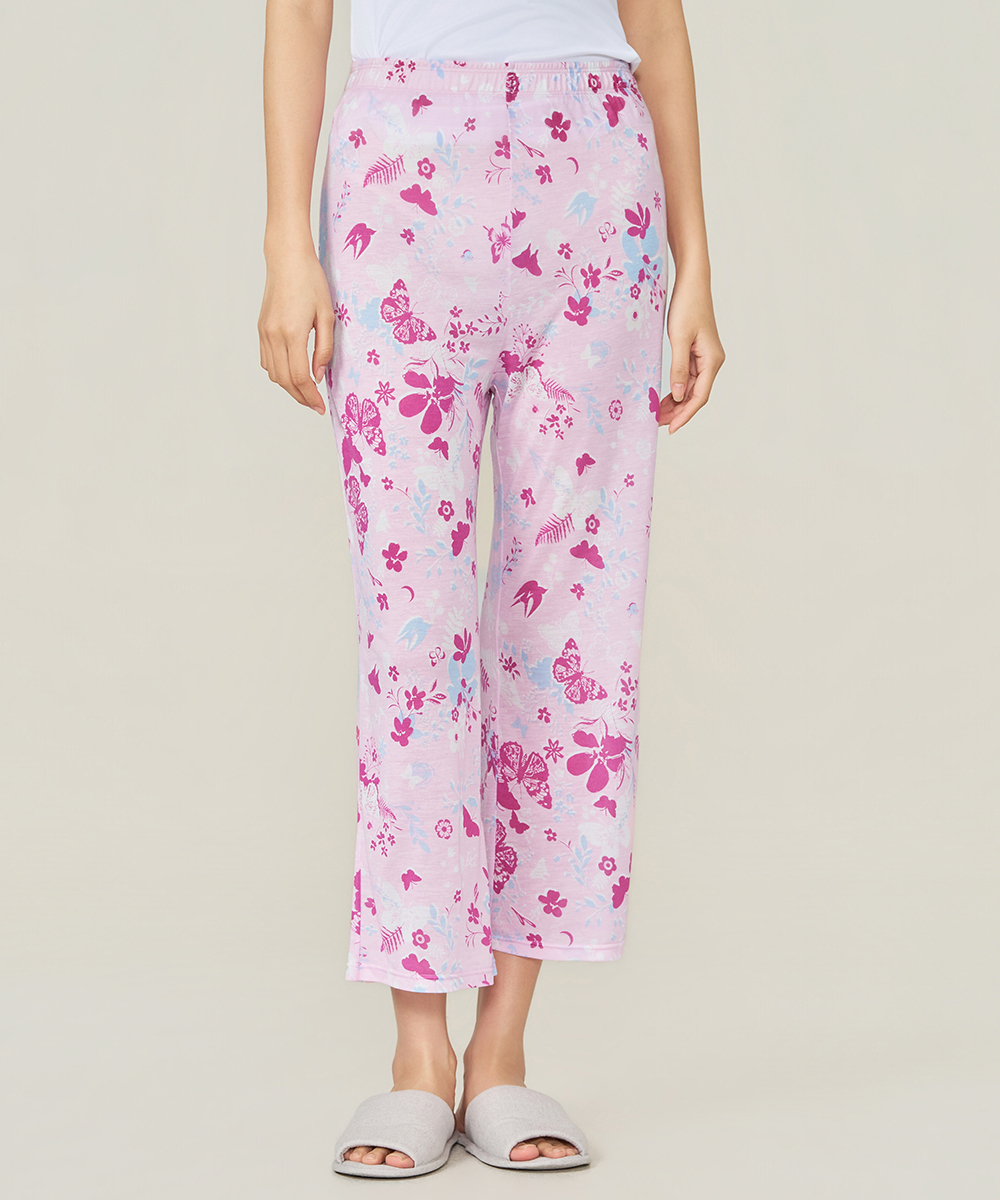 自由空間-天絲印花 細滑柔順女八分褲 UE0G0326