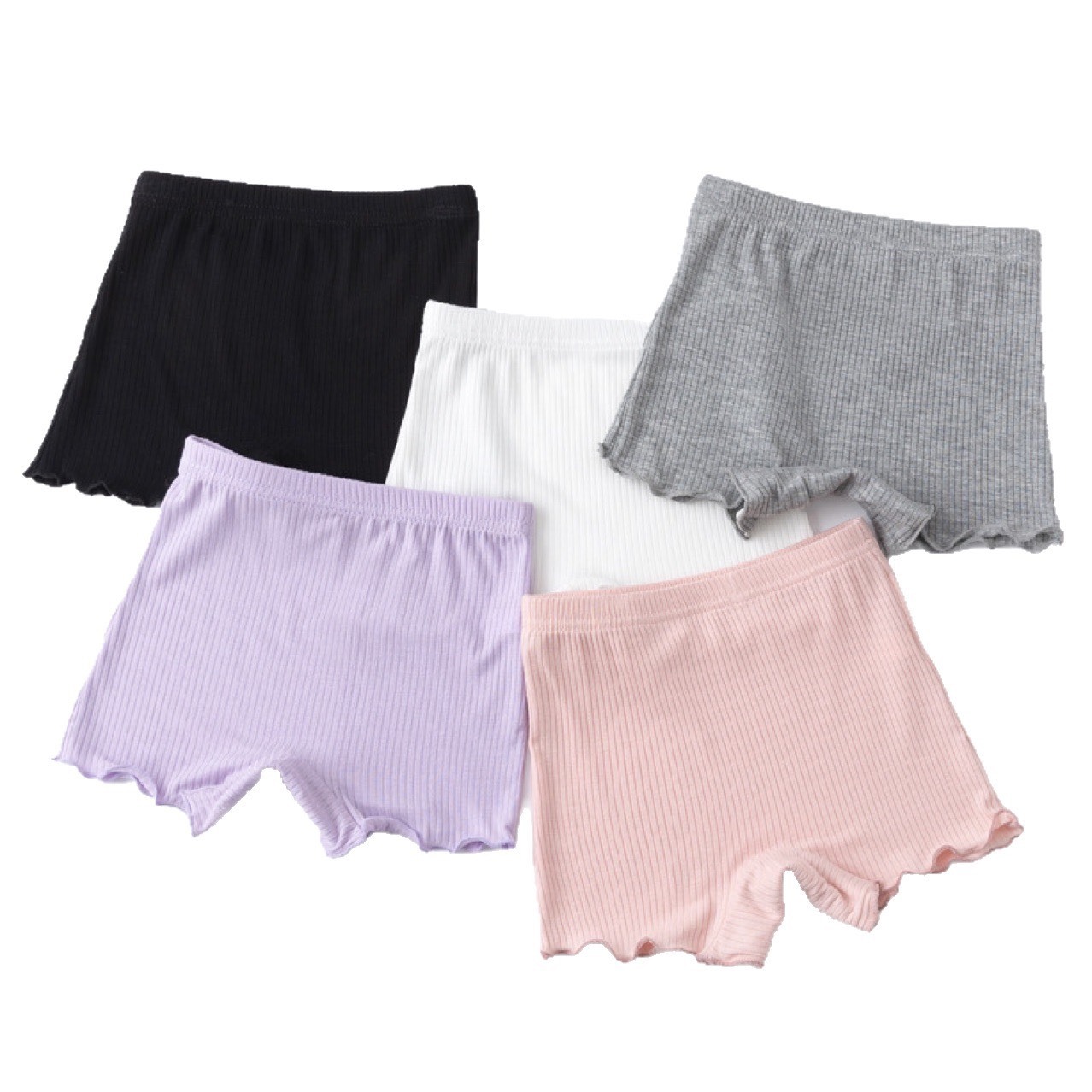 素面坑條卷邊內搭褲