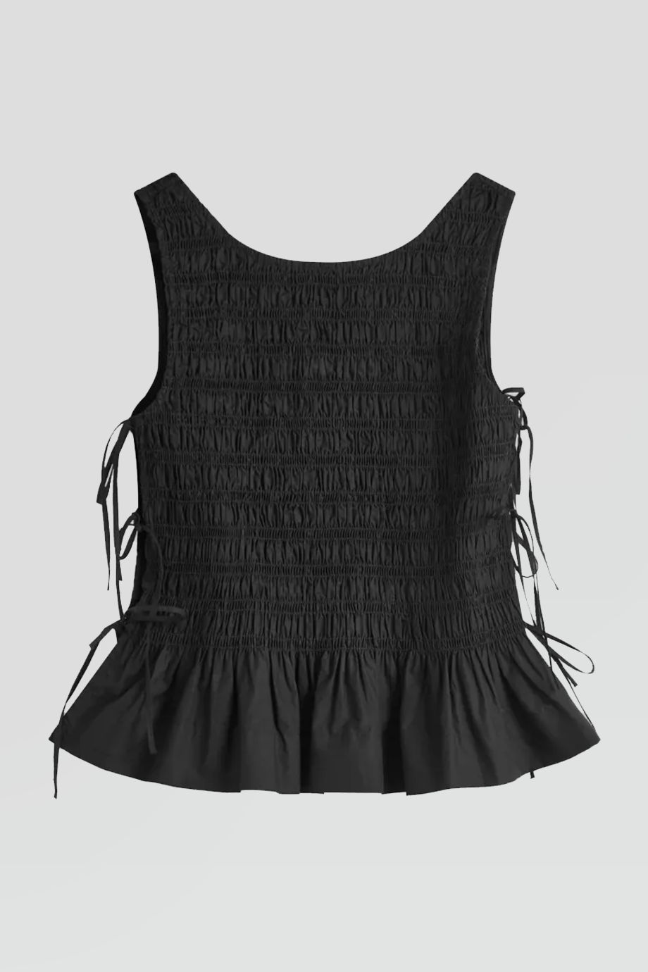 GANNI｜COTTON 棉質抓皺綁帶上衣